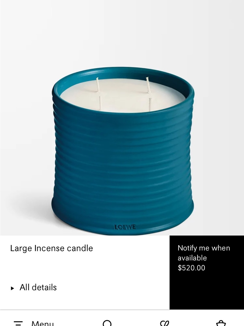 Loewe Large Incense Candle in Blue